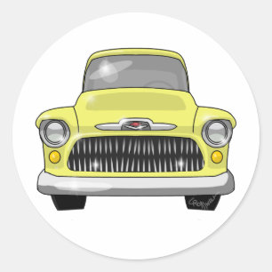 1957 Gele Chevy Pickup Ronde Sticker