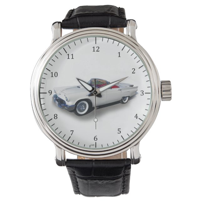 1957 grijze klassieke autoklok horloge (Voorkant)