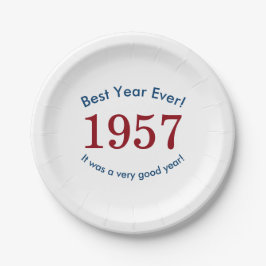1957 Het beste jaar ooit 60e verjaardagsfeest Vier Papieren Bordje