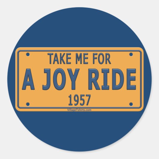 1957 Joy Ride Car Ronde Sticker (Voorkant)