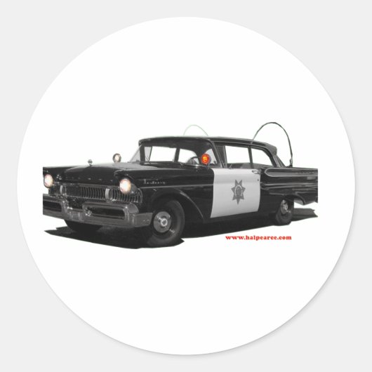 1957-Mercury-Monterey-Highway-Patrol-Car Ronde Sticker (Voorkant)