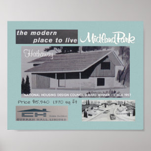 1957 Ontwerpprijs winnaar Mid-Century Modern House Poster