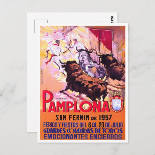 1957 Pamplona Spanje vintage-reis Briefkaart (Voorkant / Achterkant)