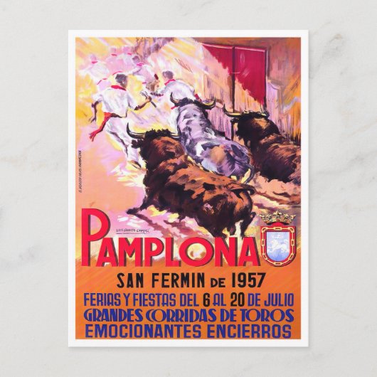 1957 Pamplona Spanje vintage-reis Briefkaart (Voorkant)