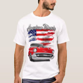 1957 Red and White American Muscle Chevy Bel Air T-shirt (Voorkant)