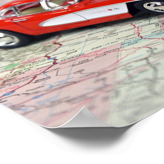 1957 retro Corvette op de kaart Poster (Hoek)