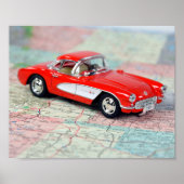 1957 retro Corvette op de kaart Poster (Voorkant)