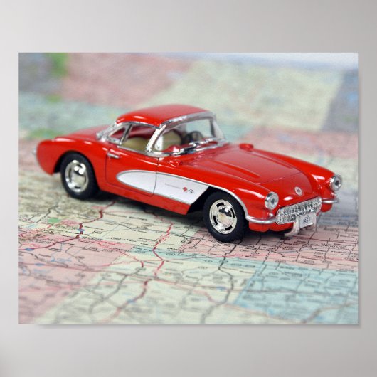 1957 retro Corvette op de kaart Poster (Voorkant)