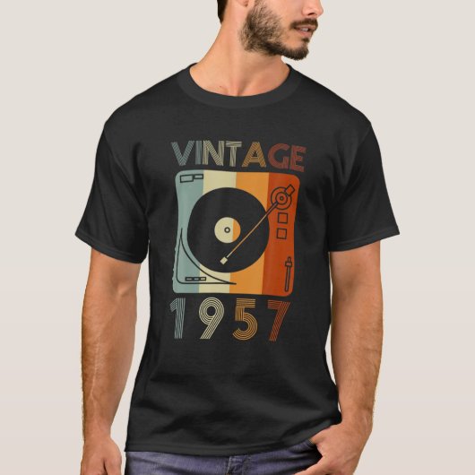  1957 Retro Record Player Birthday Vinyl DJ T-shirt (Voorkant)