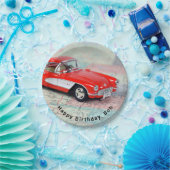 1957 rode Corvette op kaart Papieren Bordje (Feest)