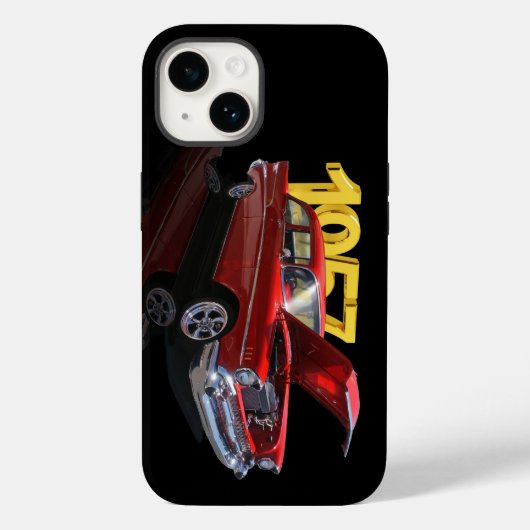 1957 Rode Klassieke Spierauto met Chrome-Accenten Case-Mate iPhone Case (Achterkant)