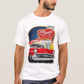 1957 Rood en wit station in Diner Chevy Bel Air T-shirt (Voorkant)