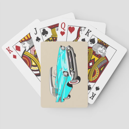 1957 Shoebox-speelkaarten in Aqua Blue en White Pokerkaarten (Achterkant)