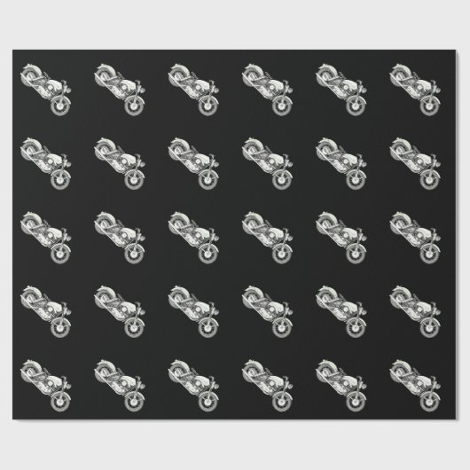 1957 Sportster Motorbike Black Wrapping Paper Cadeaupapier (Vlak)