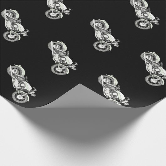 1957 Sportster Motorbike Black Wrapping Paper Cadeaupapier (Hoek)