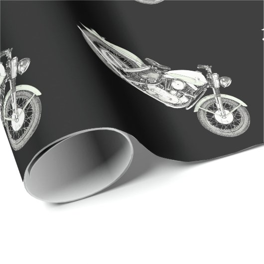 1957 Sportster Motorbike Black Wrapping Paper Cadeaupapier (Rol Hoek)