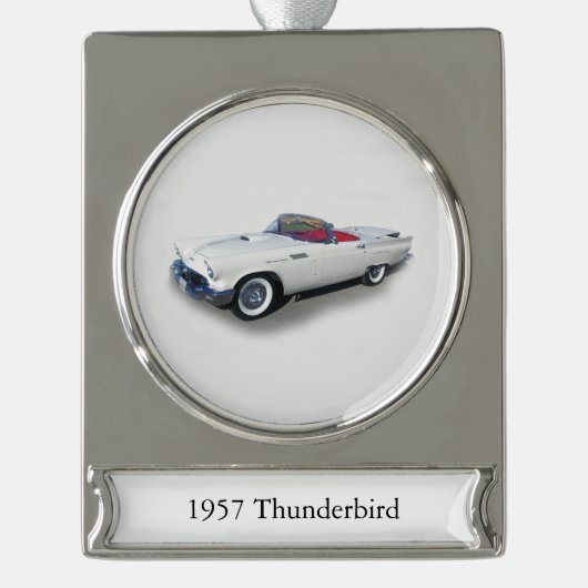 1957 Thunderbird banner ornament Verzilverd Banner Ornament (Voorkant)