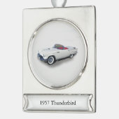 1957 Thunderbird banner ornament Verzilverd Banner Ornament (Links)