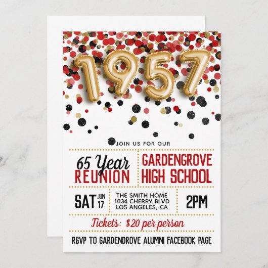 1957 Uitnodiging tot hereniging van de middelbare (Voorkant / Achterkant)