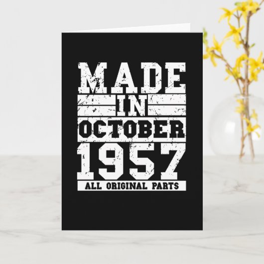1957 Verjaardag oktober Vintage Spreuk Kaart (Gele Bloem)