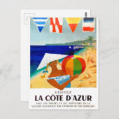 1957 Visitez La Cote d'Azur, Frans reisbureau Briefkaart (Voorkant / Achterkant)