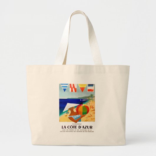 1957 Visitez La Cote d'Azur, Frans reisbureau Grote Tote Bag (Voorkant)