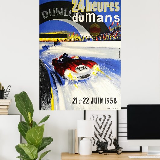 1958 24h Le Mans Grand Prix Automobile Race Poster (Thuiskantoor)