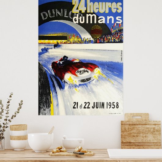 1958 24h Le Mans Grand Prix Automobile Race Poster (Keuken)