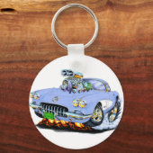1958-60 Corvette Light Blue Car Sleutelhanger (Voorkant)