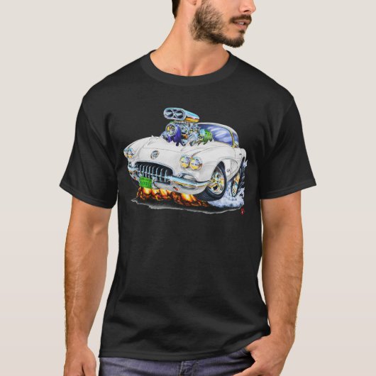 1958-60 Corvette White Car T-shirt (Voorkant)