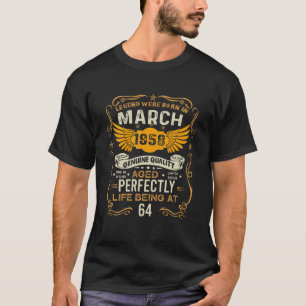 1958 64 jaar oude Gift maart 1958 64th Bir T-shirt