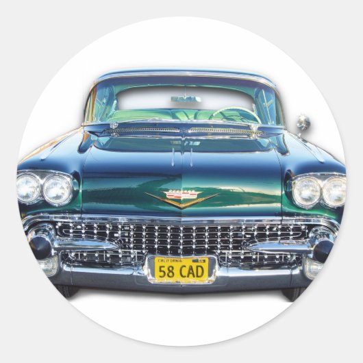 1958 CADILLAC RONDE STICKER (Voorkant)