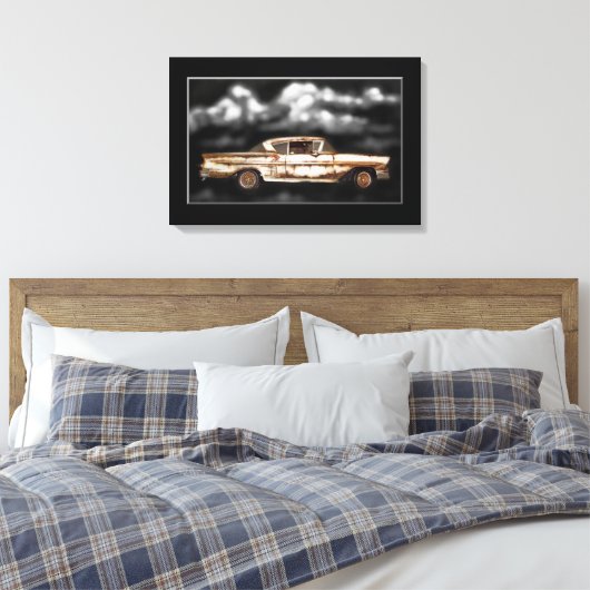 1958 Chevy Bel Air, junkyard auto, klassieke auto, Canvas Afdruk (Insitu (Slaapkamer))
