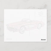 1958 Chevy Corvette Roadster Red and White Drawing Briefkaart (Achterkant)