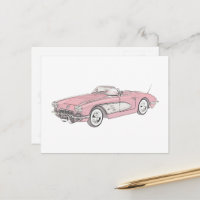 1958 Chevy Corvette Roadster Red and White Drawing