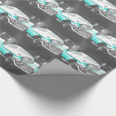 1958 chevy impala felblauw klassieke auto cadeaupapier (Hoek)