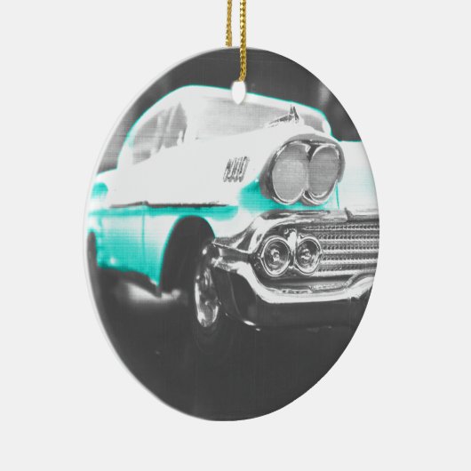 1958 chevy impala felblauw klassieke auto keramisch ornament (Rechts)