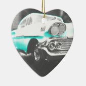 1958 chevy impala felblauw klassieke auto keramisch ornament (Rechts)