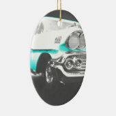 1958 chevy impala felblauw klassieke auto keramisch ornament (Rechts)
