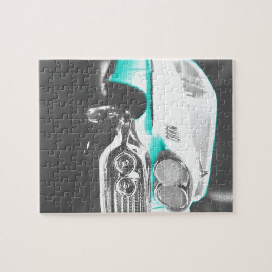 1958 chevy impala felblauw klassieke auto legpuzzel (Horizontaal)