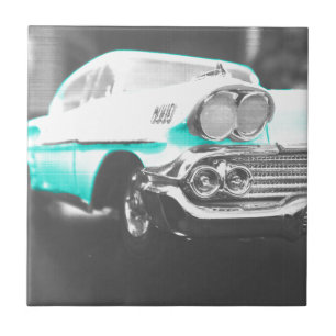 1958 chevy impala felblauw klassieke auto tegeltje