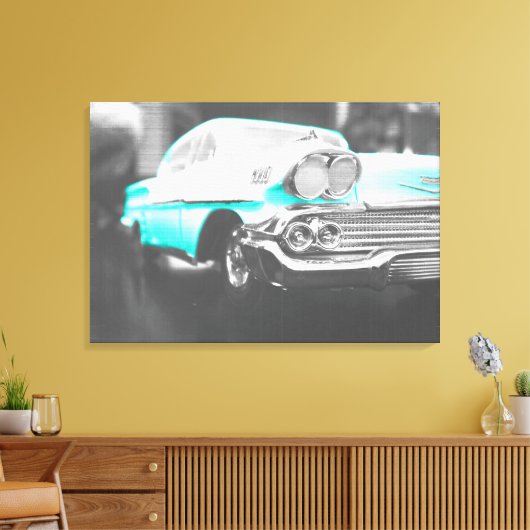 1958 chevy impala helder blauw canvas afdruk (Insitu (Woonkamer))
