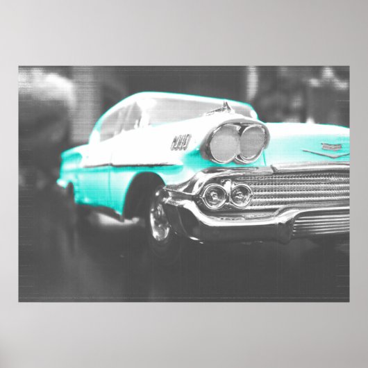 1958 chevy impala helder blauw poster (Voorkant)