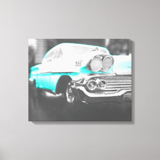 1958 chevy impala helderblauw canvas afdruk (Voorkant)