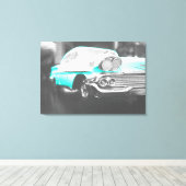 1958 chevy impala helderblauw canvas afdruk (Insitu (Houten vloer))