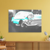1958 chevy impala helderblauw canvas afdruk (Insitu (Woonkamer))