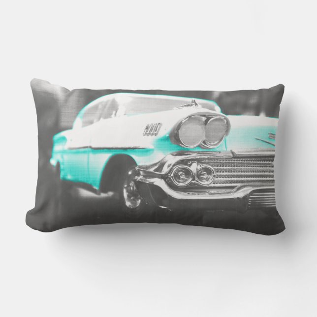 1958 chevy impala helderblauw kussen (Voorkant)