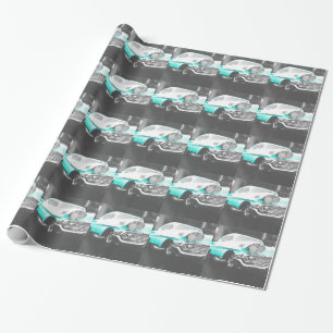 1958 chevy impala helderblauwe klassieker cadeaupapier
