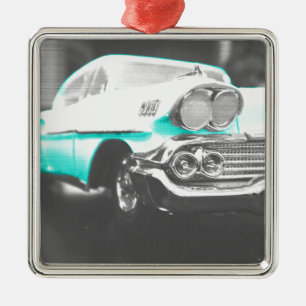 1958 chevy impala helderblauwe klassieker metalen ornament