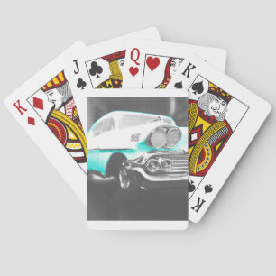 1958 chevy impala helderblauwe klassieker pokerkaarten